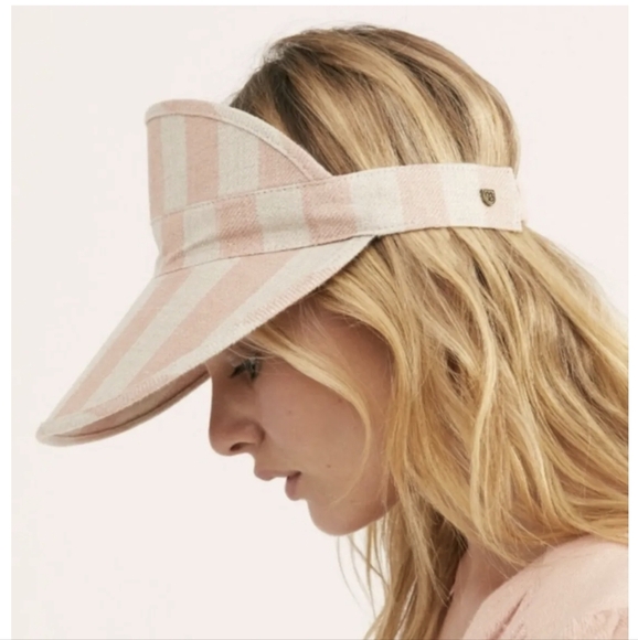 Free People Brixton Monroe Linen Visor Hat Pink Cream Stripe BNWT SO 1 Left! main image 13